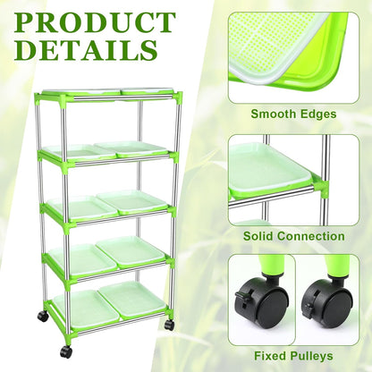 Microgreen grow station - 5 shelf with / 10 trays + 4 grow light kit + Free seed kit