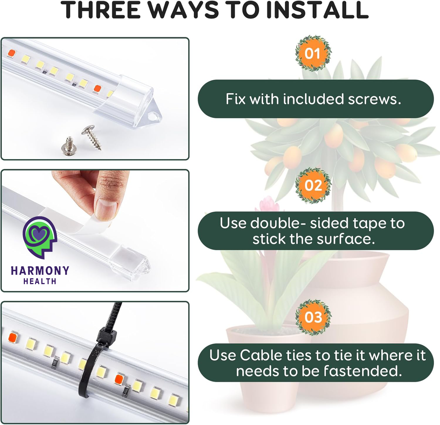 4 pcs LED 16 inch Grow light kit for small microgreen shelf setup