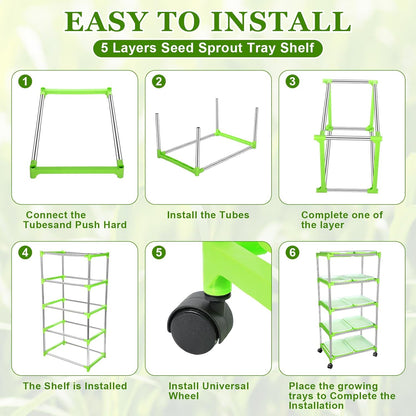 Microgreen grow station - 5 shelf with / 10 trays + 4 grow light kit + Free seed kit
