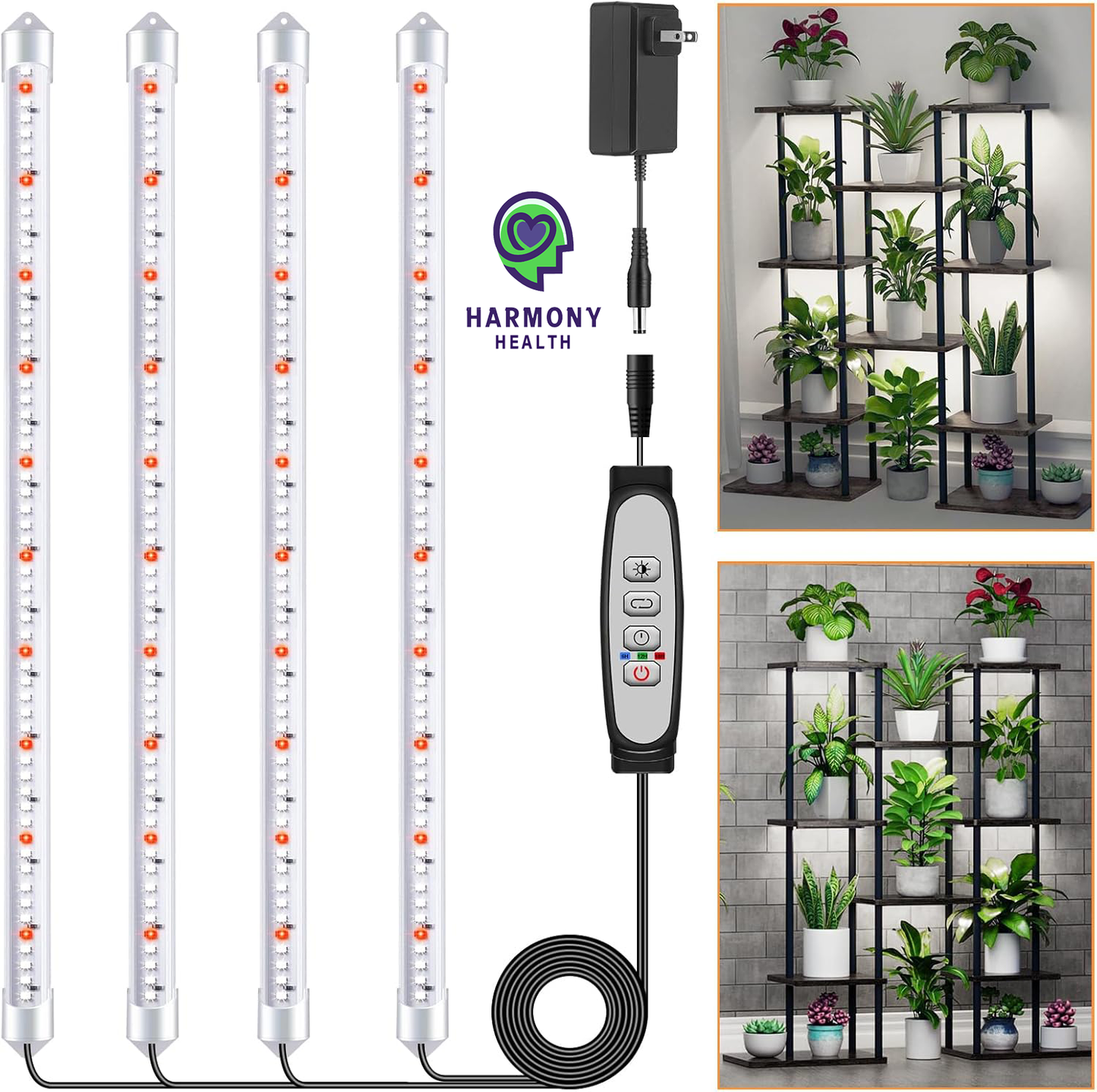 4 pcs LED 16 inch Grow light kit for small microgreen shelf setup