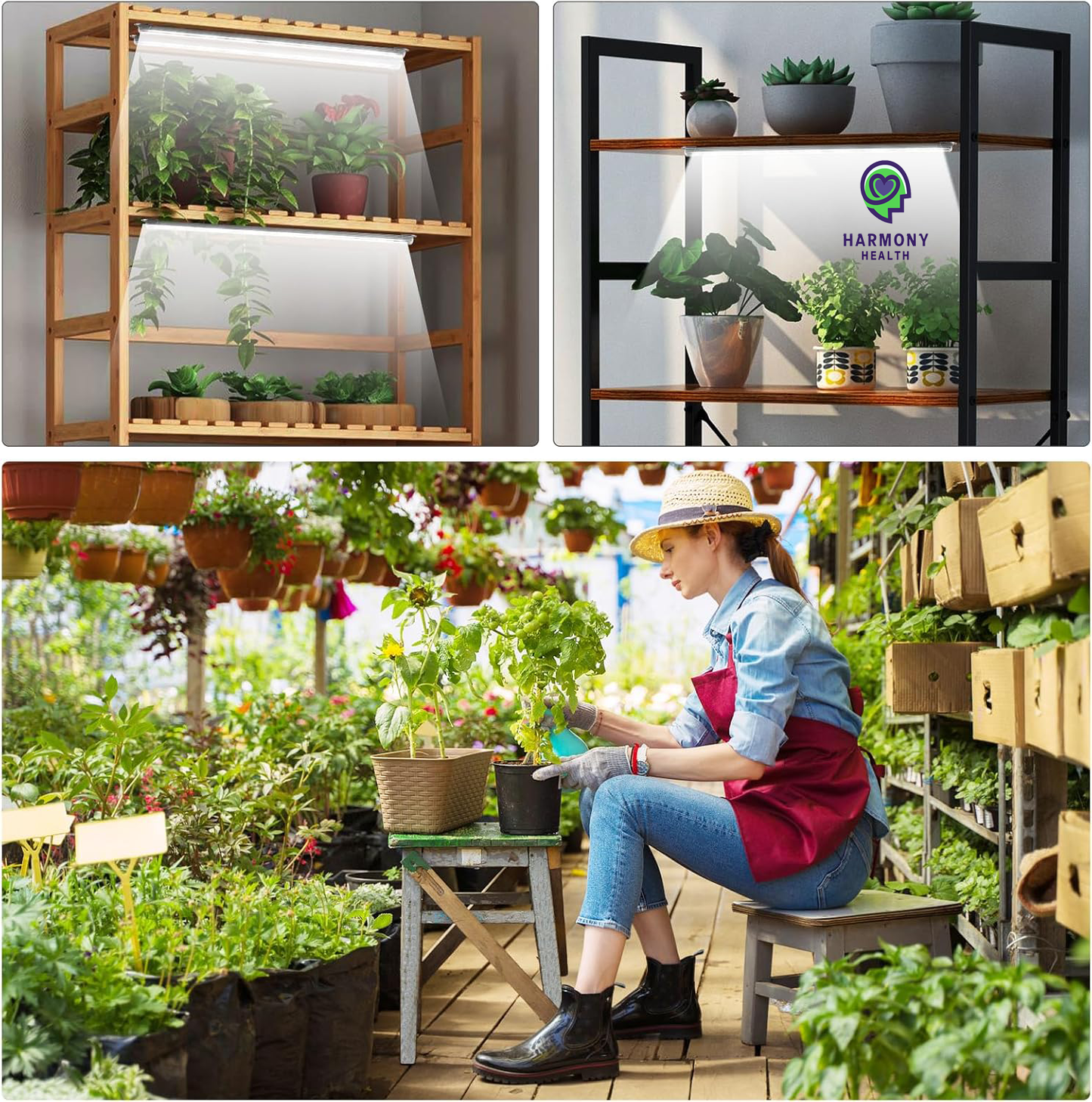 4 pcs LED 16 inch Grow light kit for small microgreen shelf setup