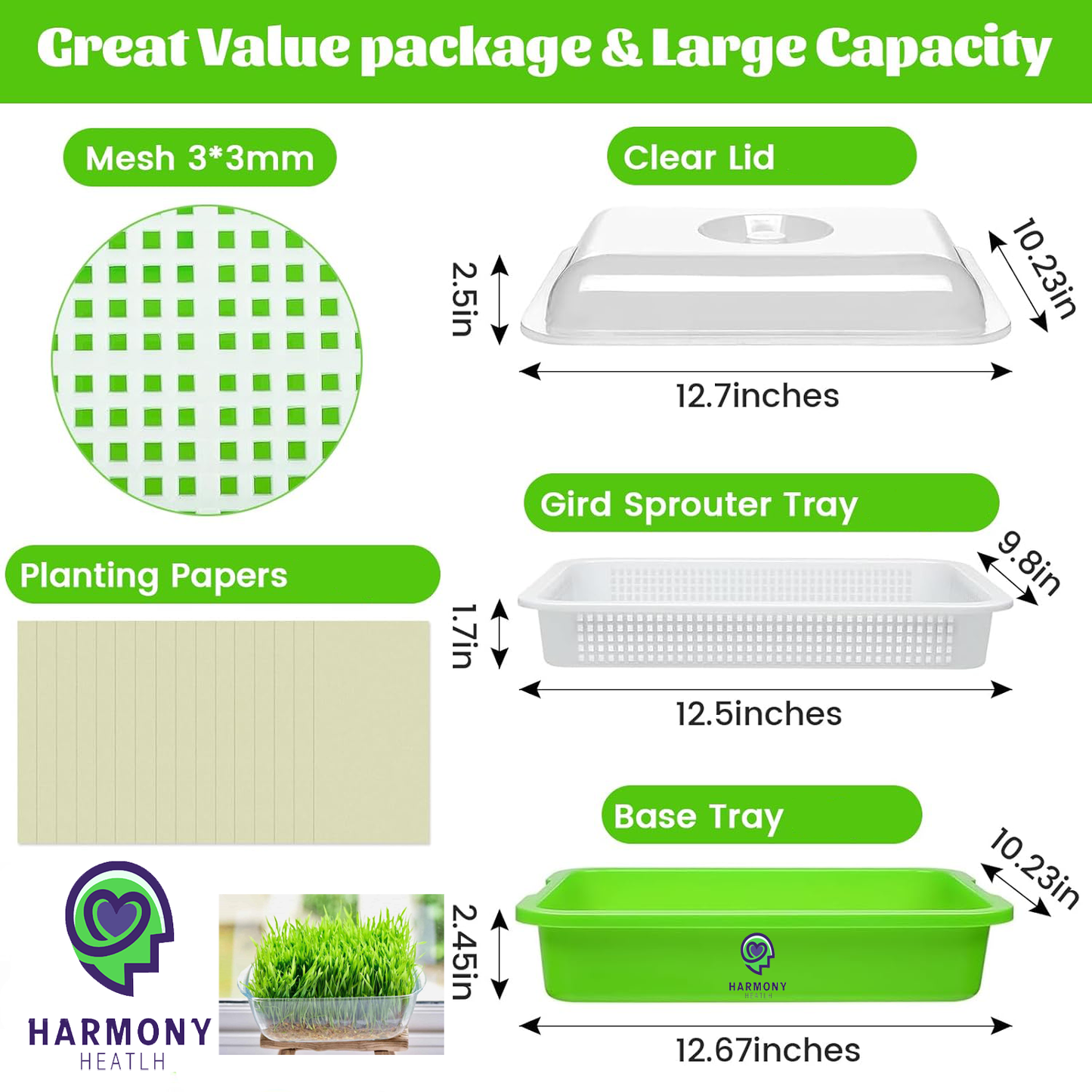 1 Tray + 1/2 lb. of Wheat Berry Sprouting Seeds